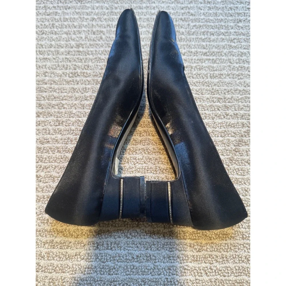 Vintage Salvatore Ferragamo‎ Black Square Toe Block Heel Pumps Women's 8 Italy